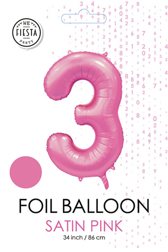 WeFiesta Ballon Chiffre 3 Rose Brillant | 86 cm WeFiesta Ballon Chiffre 3 Rose Brillant | 86 cm