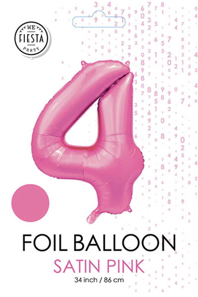 WeFiesta Pink Number 4 Balloon Glossy | 86 cm WeFiesta Pink Number 4 Balloon Glossy | 86 cm