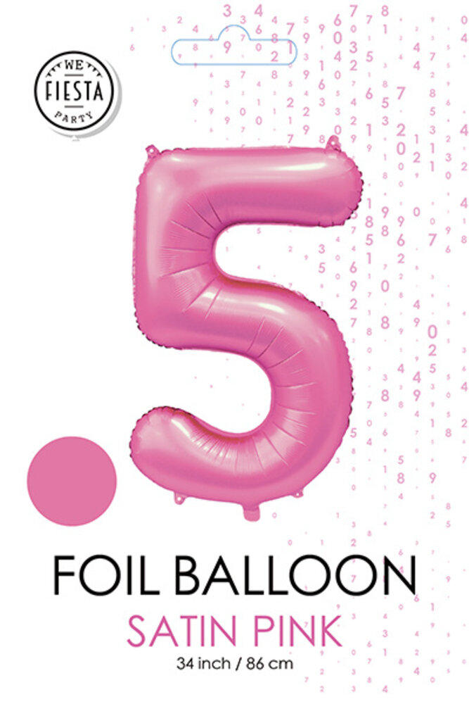 WeFiesta Ballon Chiffre 5 Rose Brillant | 86 cm WeFiesta Ballon Chiffre 5 Rose Brillant | 86 cm