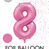 WeFiesta Rosa Zahlenballon 8 Glänzend | 86 cm