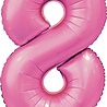 WeFiesta Rosa Zahlenballon 8 Glänzend | 86 cm
