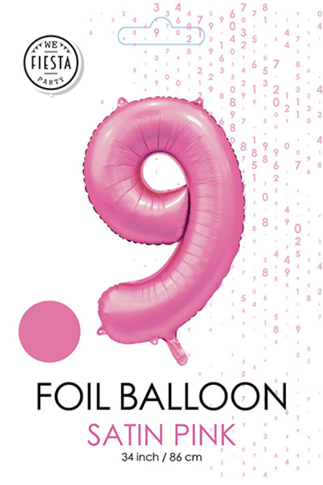WeFiesta Roze Cijfer Ballon 9 jaar Glans | 86cm WeFiesta Roze Cijfer Ballon 9 jaar Glans | 86cm