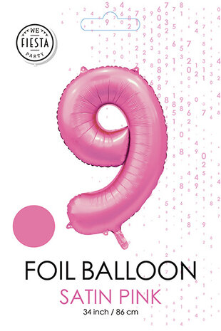 WeFiesta Roze Cijfer Ballon 9 jaar Glans | 86cm WeFiesta Roze Cijfer Ballon 9 jaar Glans | 86cm
