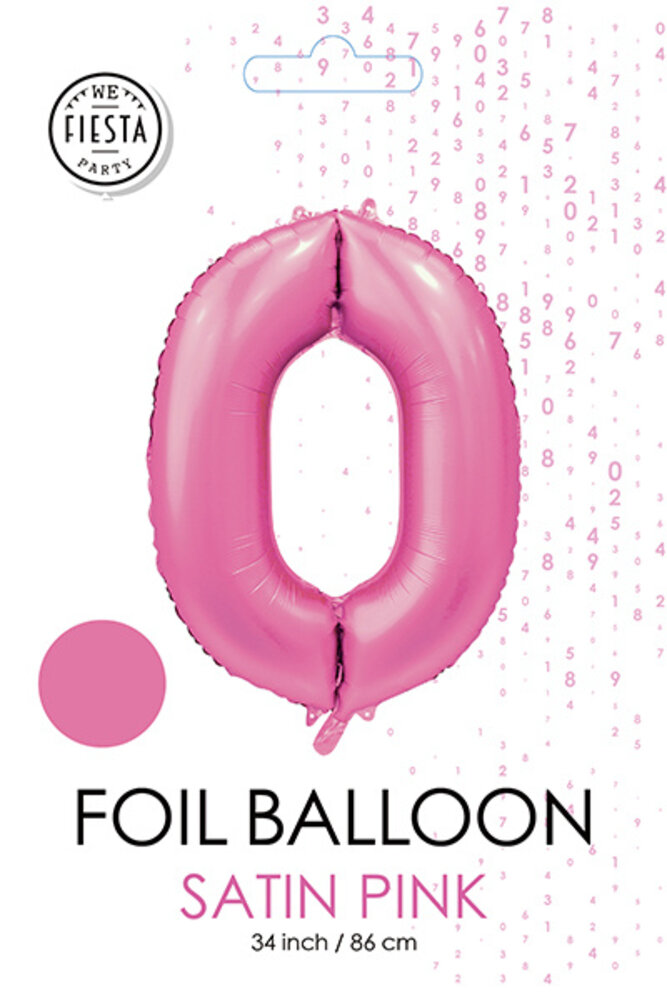 WeFiesta Roze Cijfer Ballon 0 jaar Glans | 86cm WeFiesta Roze Cijfer Ballon 0 jaar Glans | 86cm