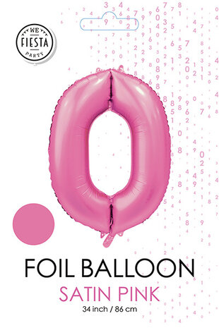 WeFiesta Roze Cijfer Ballon 0 jaar Glans | 86cm WeFiesta Roze Cijfer Ballon 0 jaar Glans | 86cm