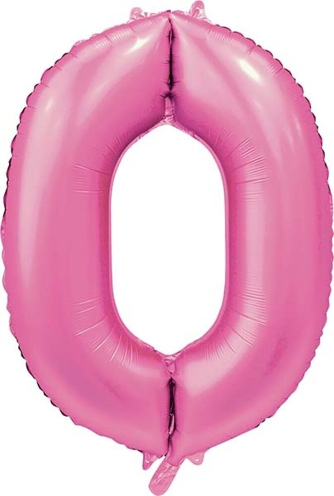 WeFiesta Roze Cijfer Ballon 0 jaar Glans | 86cm WeFiesta Roze Cijfer Ballon 0 jaar Glans | 86cm