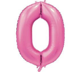 WeFiesta Roze Cijfer Ballon 0 jaar Glans | 86cm WeFiesta Roze Cijfer Ballon 0 jaar Glans | 86cm