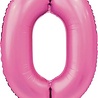 WeFiesta Rosa Zahlenballon 0 Glänzend | 86 cm