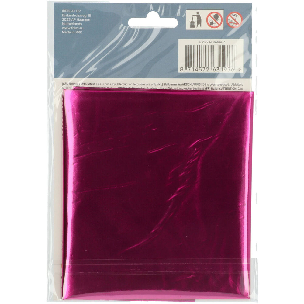 Folat Number 7 Foil Balloon Fuchsia Pink | 86 cm