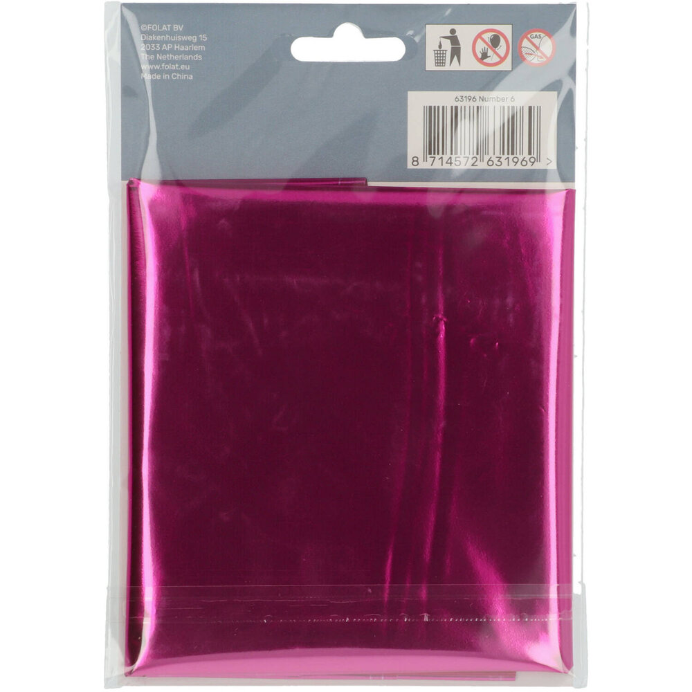 Folat Folienballon Zahl 6 Fuchsia Rosa | 86 cm Folat Folienballon Zahl 6 Fuchsia Rosa | 86 cm