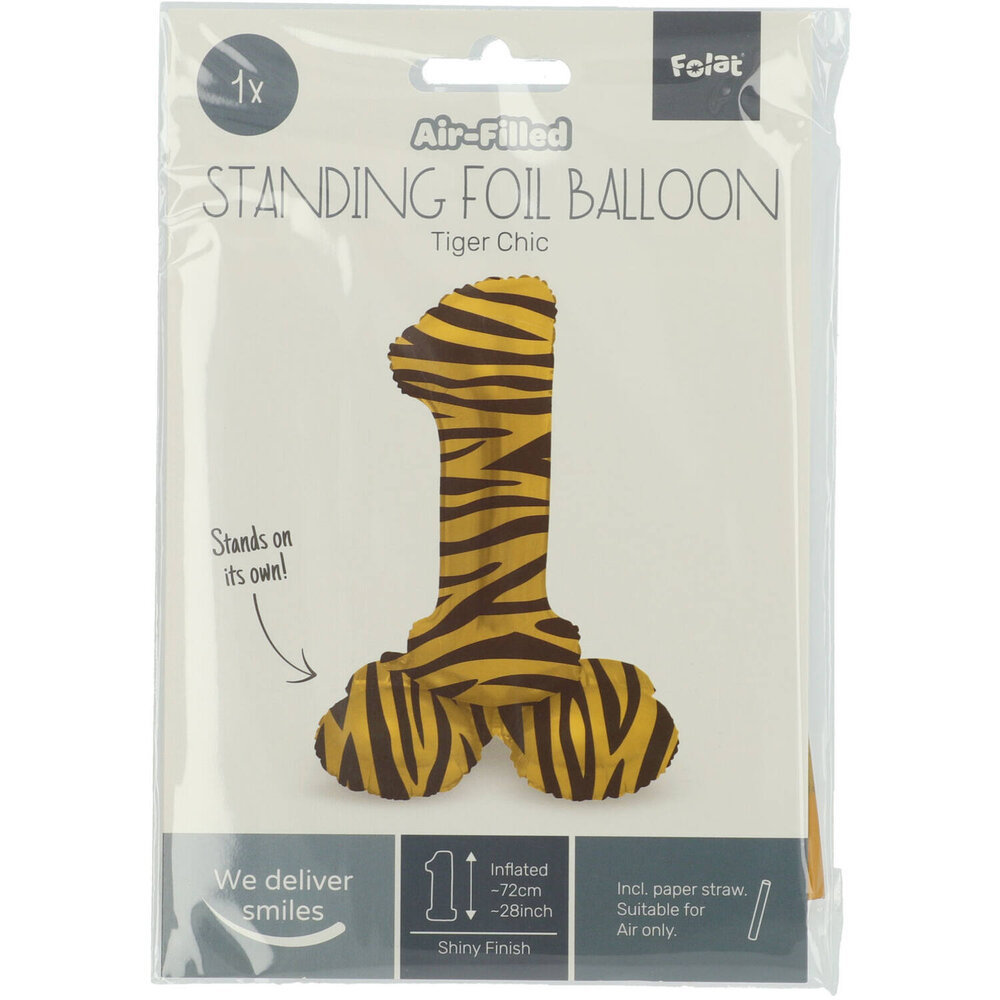 Folat Cijfer Ballon 1 Staand Tijger Print | 72cm Folat Cijfer Ballon 1 Staand Tijger Print | 72cm