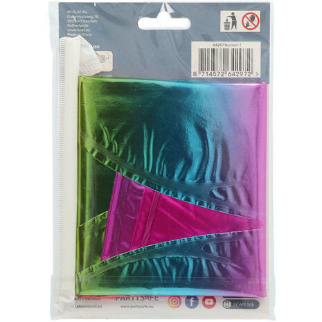 Folat Ballon chiffre 7 Arc-en-ciel debout | 72 cm