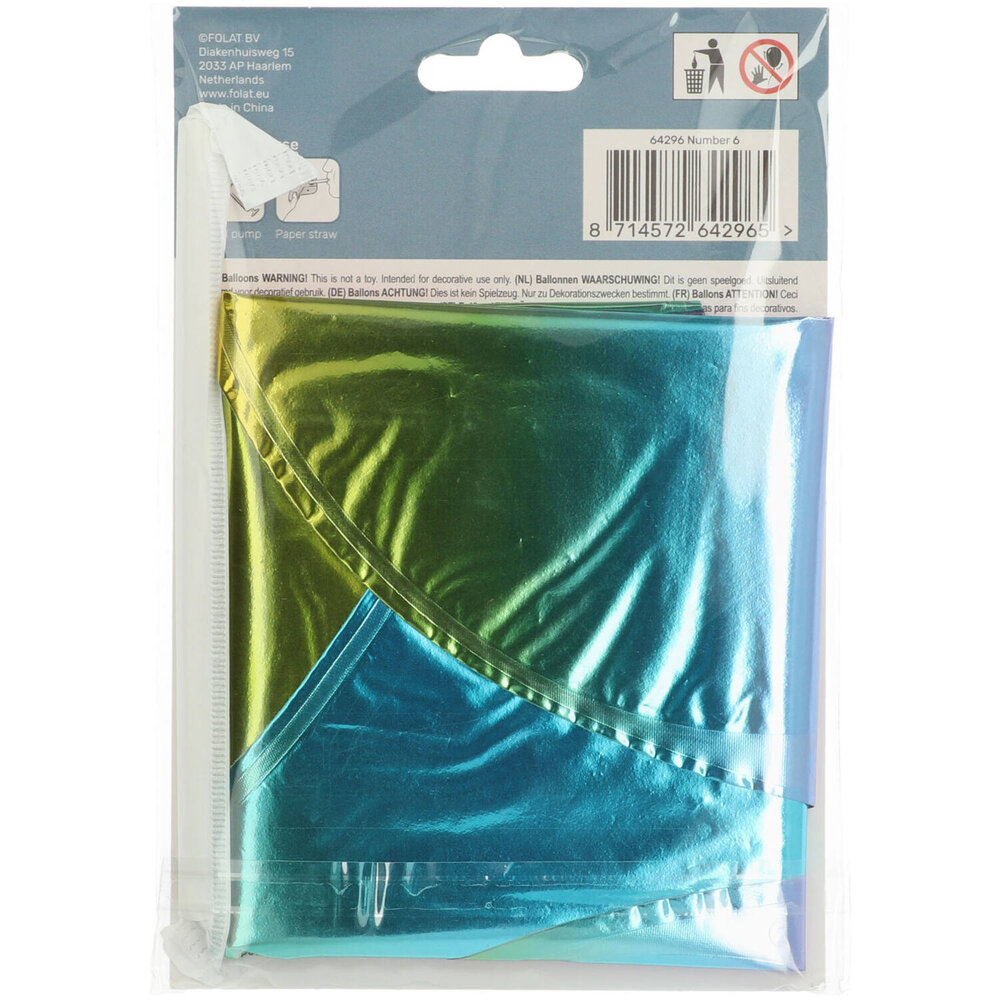 Folat Cijfer Ballon 6 Staand Regenboog | 72 cm Folat Cijfer Ballon 6 Staand Regenboog | 72 cm