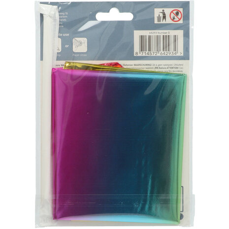 Folat Zahlenballon 3, stehender Regenbogen | 72 cm Folat Zahlenballon 3, stehender Regenbogen | 72 cm