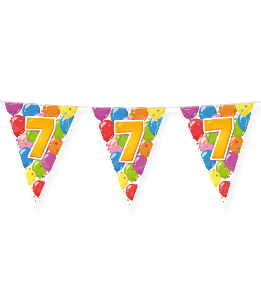Paper Dreams Vlaggenlijn Slinger 7 jaar Party 10 mtr | per stuk Paper Dreams Vlaggenlijn Slinger 7 jaar Party 10 mtr | per stuk