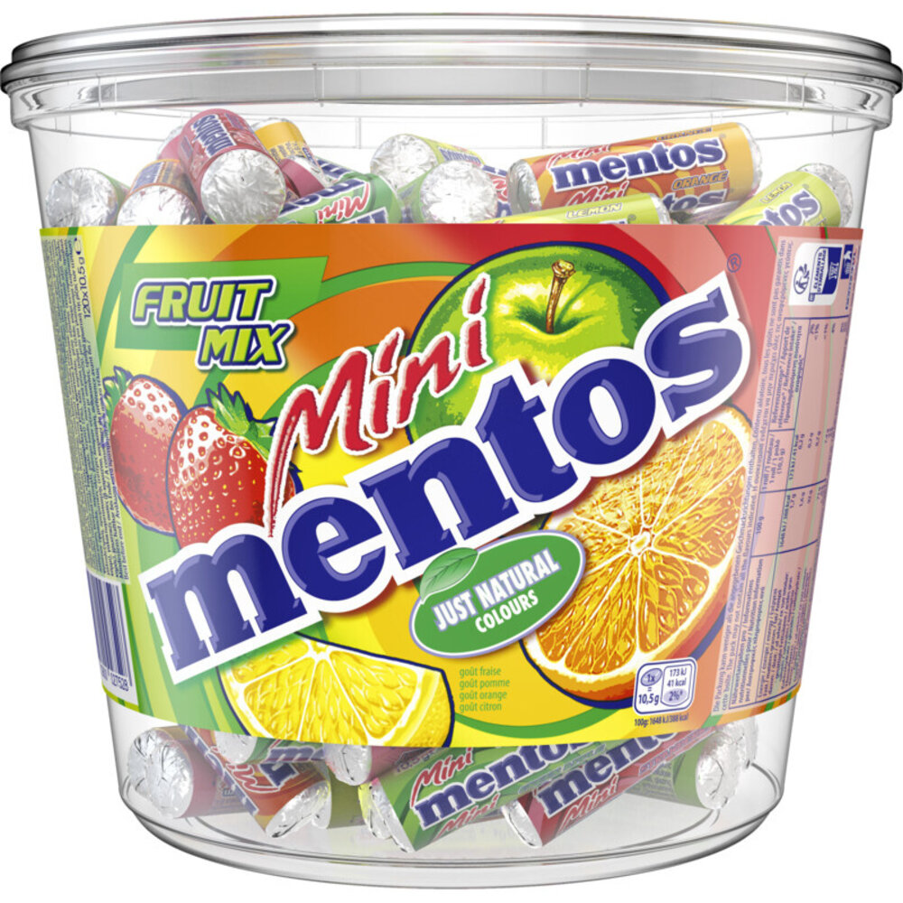 Mentos Mini Mentos fruitsmaak snoep | per silo van 120 stuks Mentos Mini Mentos fruitsmaak snoep | per silo van 120 stuks