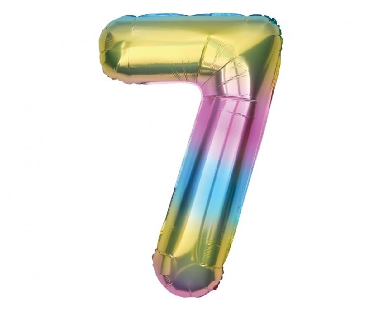 Godan Folie Ballon Regenboog Cijfer 7 | 86cm Godan Folie Ballon Regenboog Cijfer 7 | 86cm