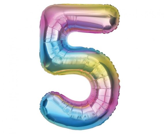Godan Rainbow Number 5 Foil Balloon | 86 cm