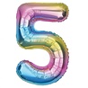 Godan Folie Ballon Regenboog Cijfer 5 | 86cm