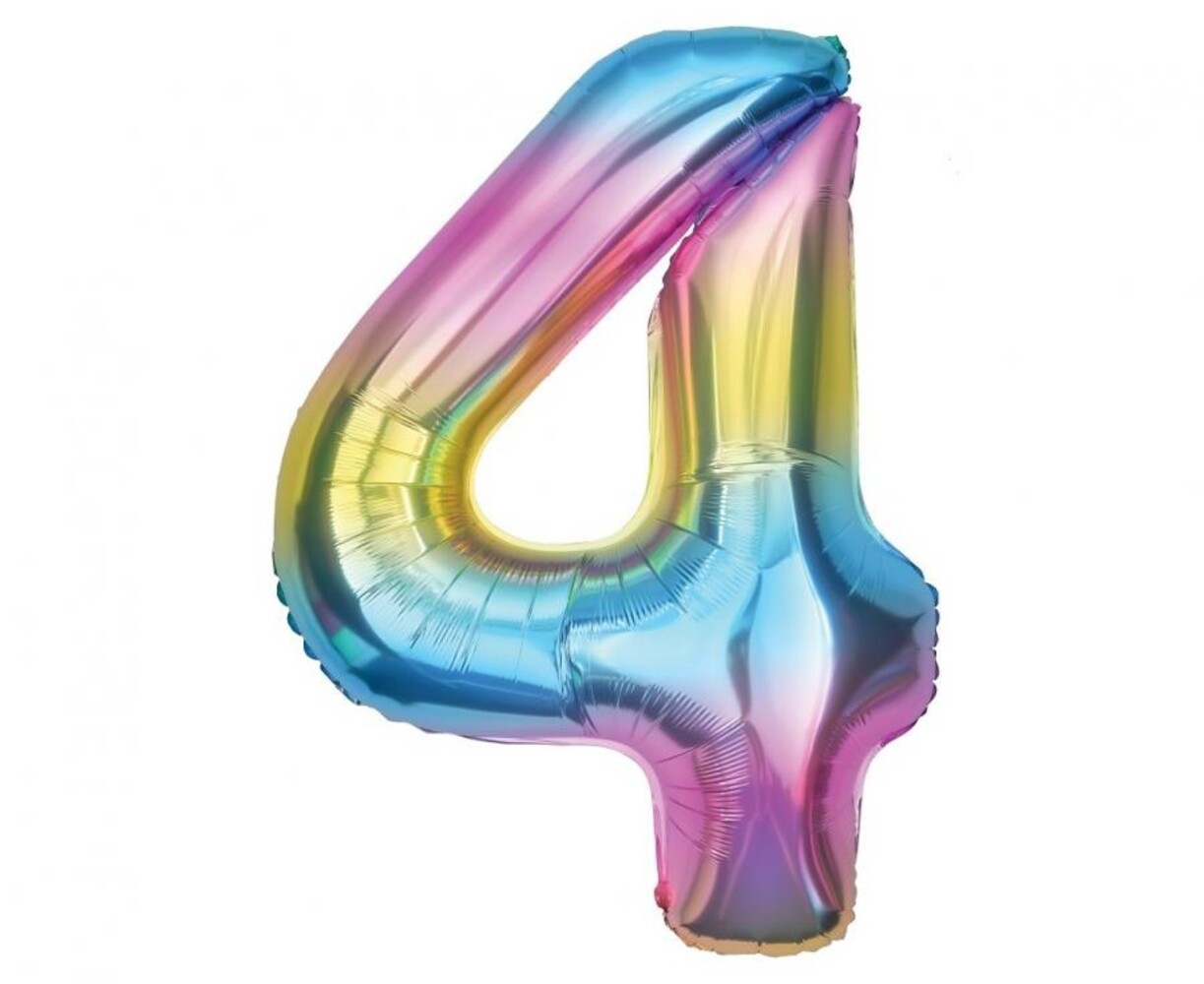 Godan Folienballon Regenbogen Zahl 4 | 86 cm Godan Folienballon Regenbogen Zahl 4 | 86 cm