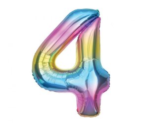 Godan Ballon en aluminium chiffre 4 arc-en-ciel | 86 cm Godan Ballon en aluminium chiffre 4 arc-en-ciel | 86 cm