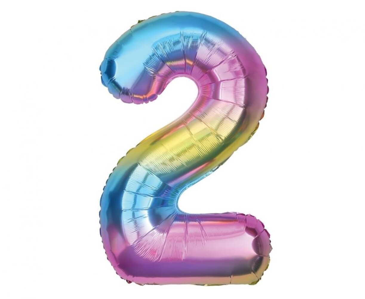 Godan Folie Ballon Regenboog Cijfer 2 | 86cm Godan Folie Ballon Regenboog Cijfer 2 | 86cm