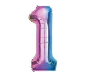 Godan Folienballon Regenbogen Zahl 1 | 86 cm Godan Folienballon Regenbogen Zahl 1 | 86 cm