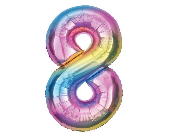 Godan Rainbow Number 8 Foil Balloon | 86 cm Godan Rainbow Number 8 Foil Balloon | 86 cm