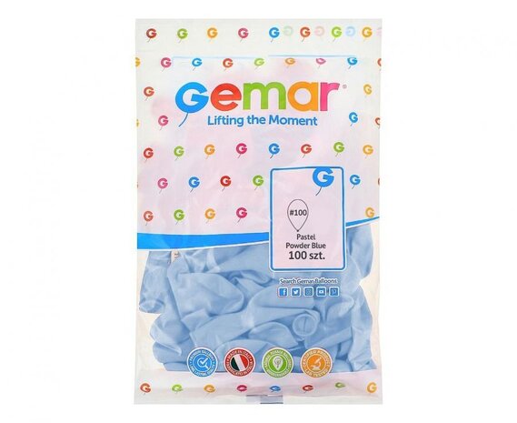 Gemar Pastel Lichtblauwe Ballonnen 28cm | 100 stuks Gemar Pastel Lichtblauwe Ballonnen 28cm | 100 stuks