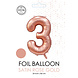 WeFiesta Cijfer Ballon 3 Rose Goud Satin | 86cm
