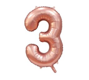 WeFiesta Ballon Chiffre 3 Or Rose Satin | 86 cm