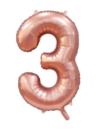 WeFiesta Number 3 Balloon Rose Gold Satin | 86 cm