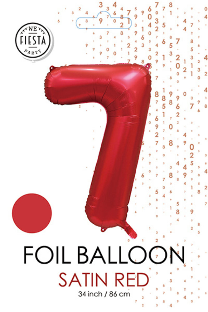 WeFiesta Cijfer Ballon 7 Rood Satin | 86 cm WeFiesta Cijfer Ballon 7 Rood Satin | 86 cm