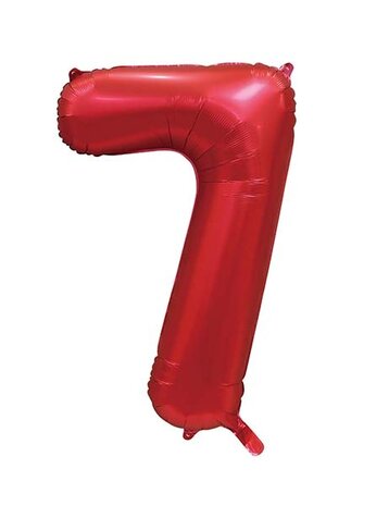 WeFiesta Zahlenballon 7 Rot Satin | 86 cm