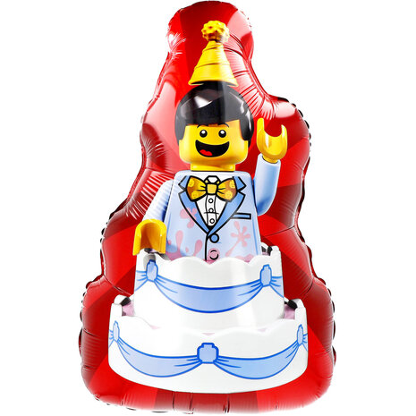 Riethmüller Lego Birthday Cake Shaped Foil Balloon 39x63cm Empty | per piece
