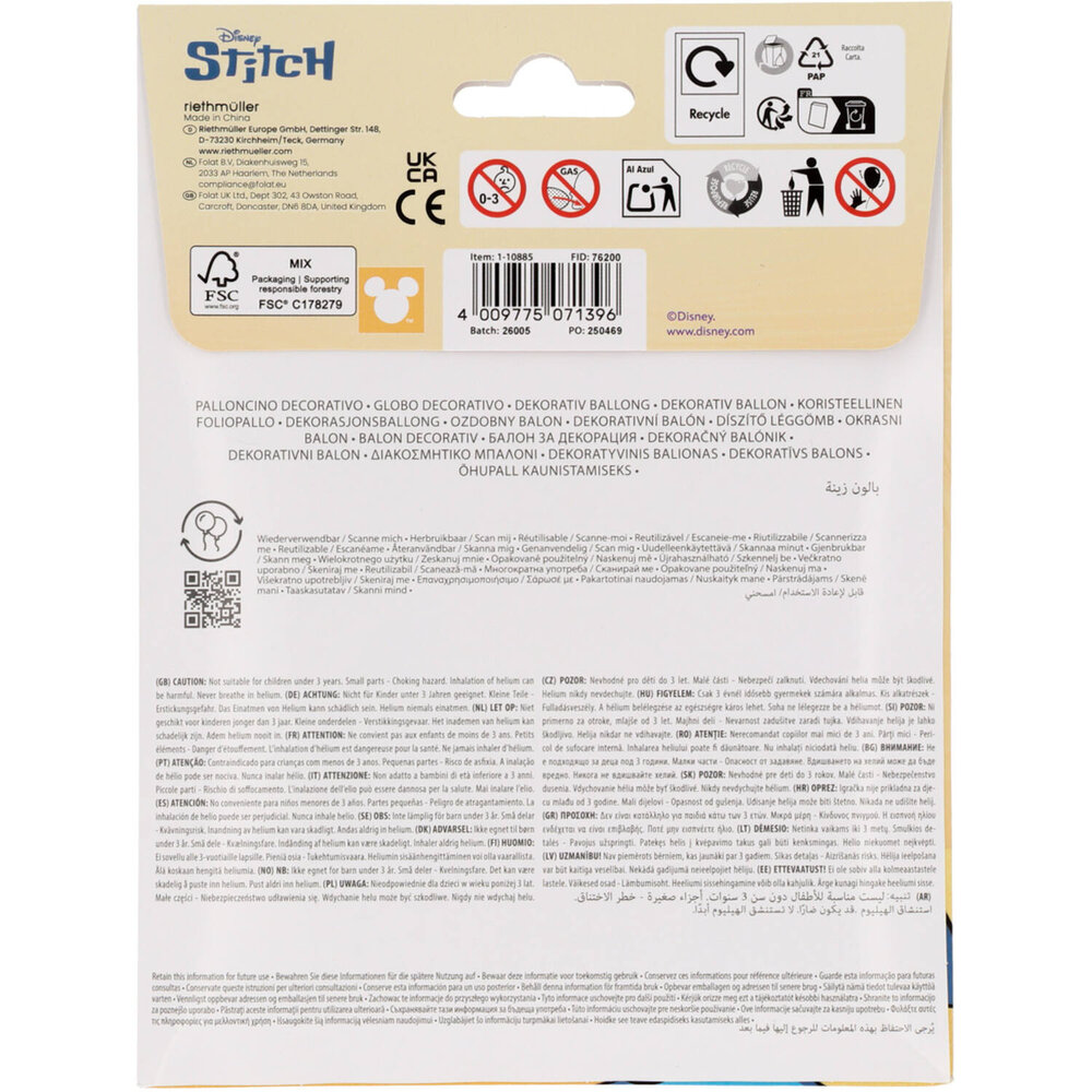 Riethmüller Stitch Disney SuperShape Folie Ballon 90x97cm Leeg | per stuk Riethmüller Stitch Disney SuperShape Folie Ballon 90x97cm Leeg | per stuk