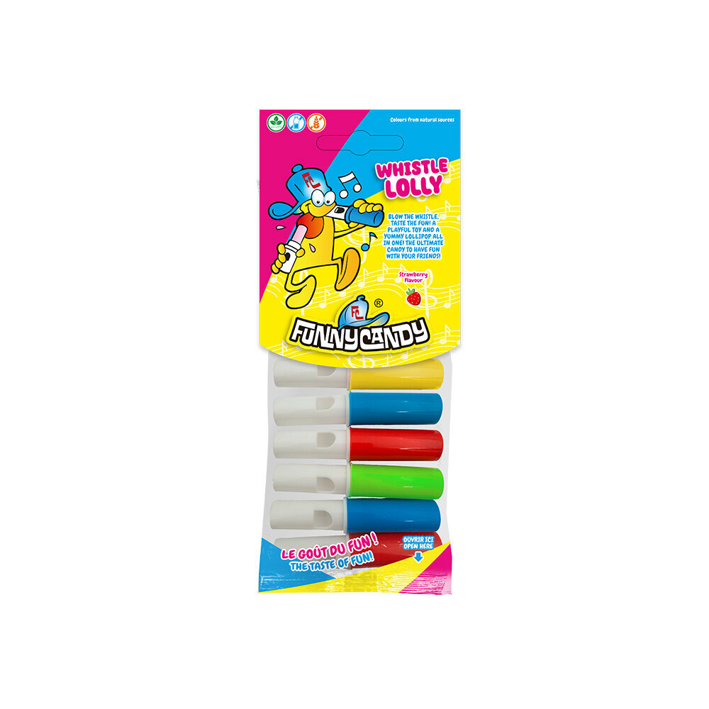 FunnyCandy Snoep Dextrose fluitjes 45gram | per 10 stuks FunnyCandy Snoep Dextrose fluitjes 45gram | per 10 stuks