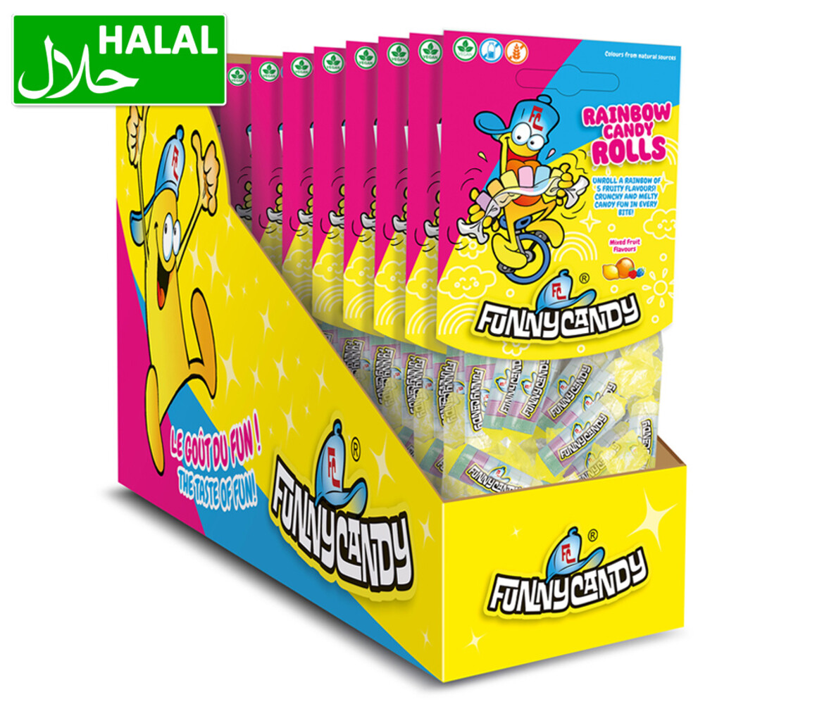 FunnyCandy Regenbogen-Bonbonrolle 112 g | 10 Stück FunnyCandy Regenbogen-Bonbonrolle 112 g | 10 Stück