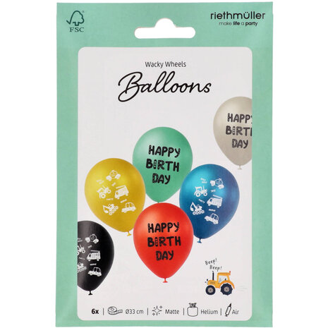 Riethmüller Vehicles Balloons | 6 pieces Riethmüller Vehicles Balloons | 6 pieces