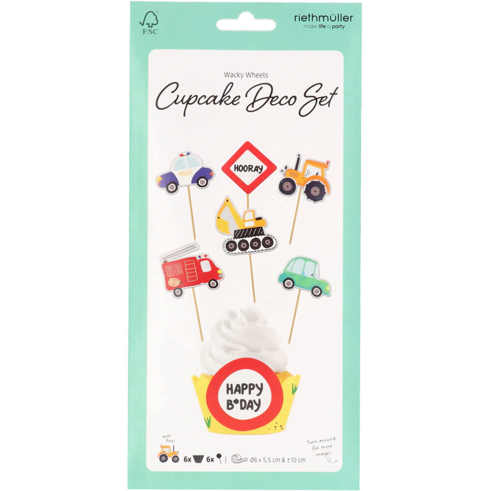 Riethmüller Fahrzeug-Cupcake-Dekorationsset 15 cm | 6 Stück Riethmüller Fahrzeug-Cupcake-Dekorationsset 15 cm | 6 Stück