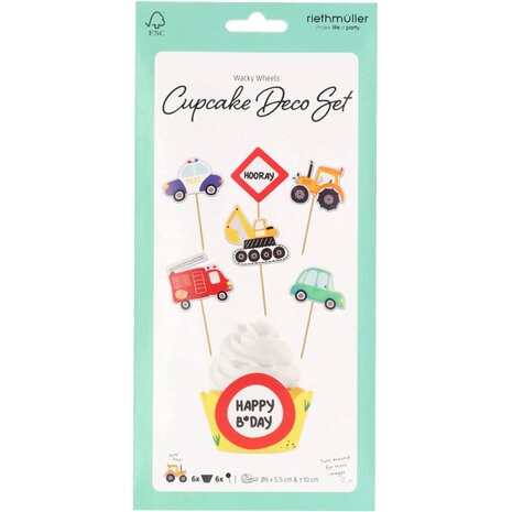 Riethmüller Set de décoration pour cupcakes sur le thème des véhicules 15 cm | 6 pièces Riethmüller Set de décoration pour cupcakes sur le thème des véhicules 15 cm | 6 pièces