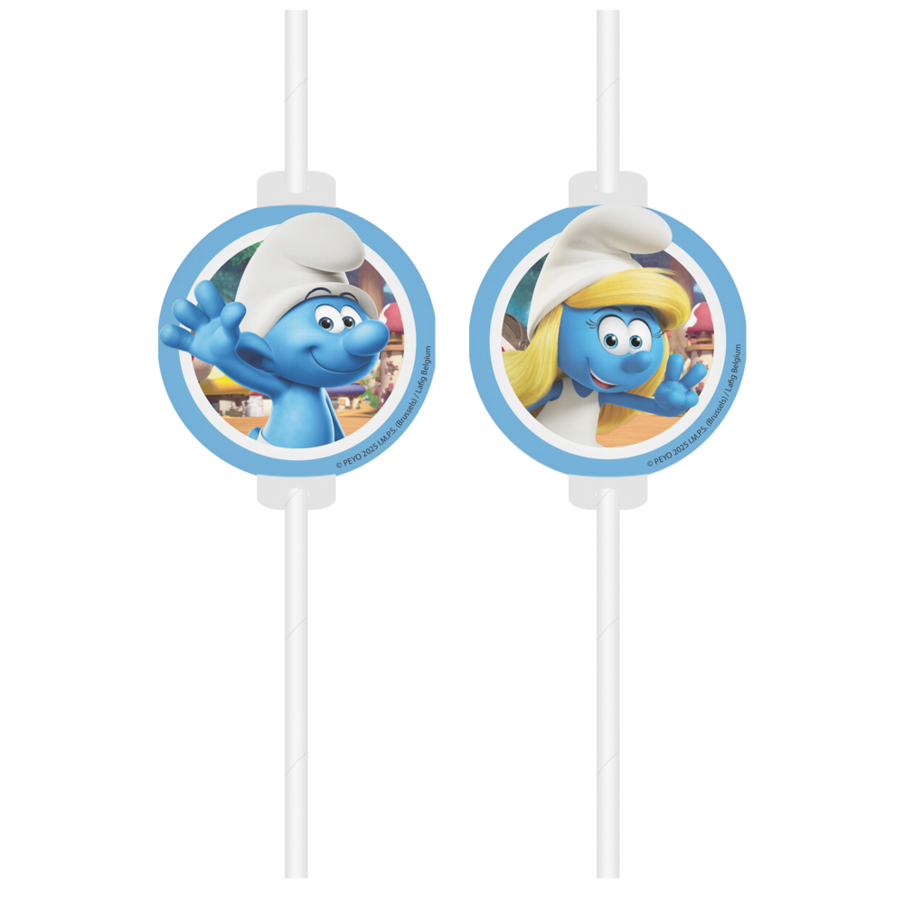 Procos Party Smurfen Rietjes Papier | 4 stuks