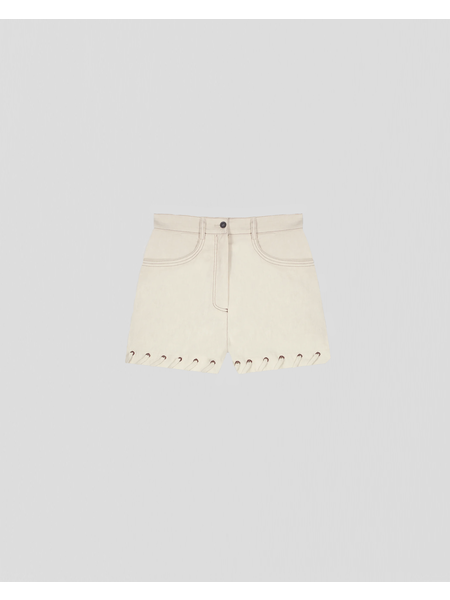 Róhe Lace-up detail shorts cream