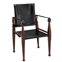 Bridle Leather Campaign Chair - Black