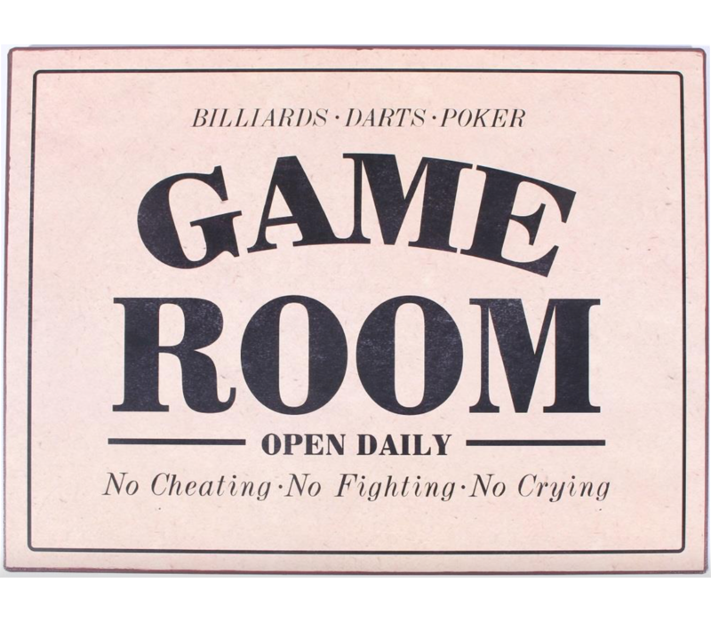 Billiards darts poker Game room open daily no cheating no fighting no crying