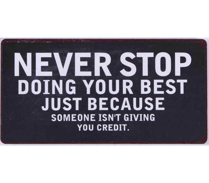 Never stop doing your best just because someone isn't giving you credit