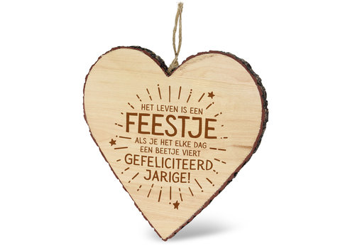 HOUTEN HARTJE - GEFELICITEERD JARIGE