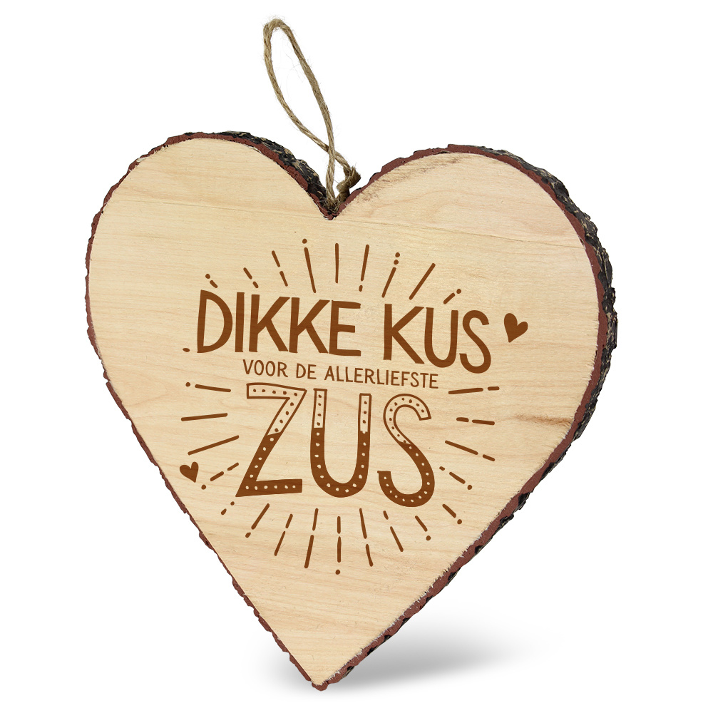 Houten Hartje Allerliefste Zus Happiness 