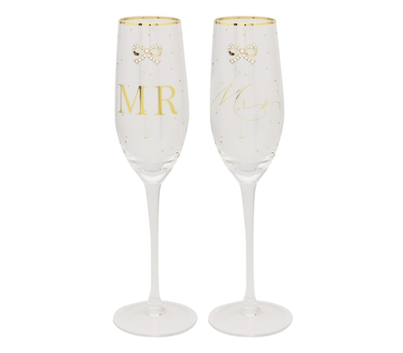 SET/2 CHAMPAGNEGLAZEN MR & MRS