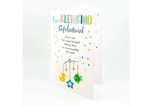 WENSKAART-   EEN KLEINDKIND GEFELICITEERD